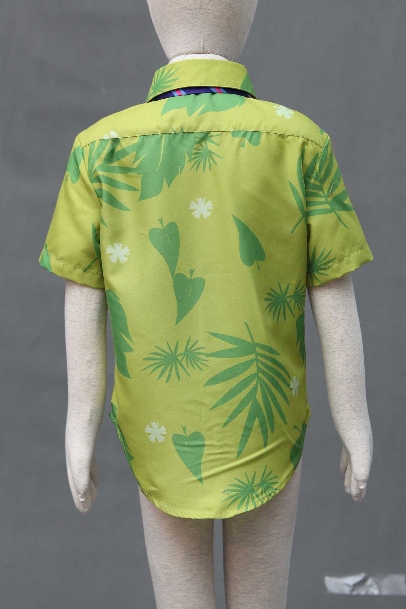 Fox Nick Wilde Cosplay Shirt With Tie Men Halloween Green Leaves Printed Summer Casual T-shirt and Necktie