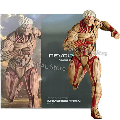 KAIYODO Attack on Titan Figura Revoltech AMAZING YAMAGUCHI Titã Blindado Eren Jaeger Anime Bonecos de Ação Modelo KO Brinquedos Presente