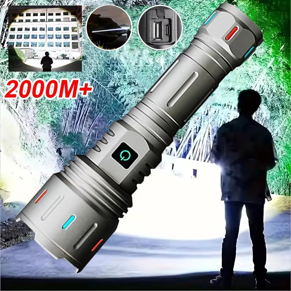 2000 Meters Super Bright White Laser Flashlight USB Rechargeable Torch High Power  Outdoor Camping Emergency Tactical Lantern