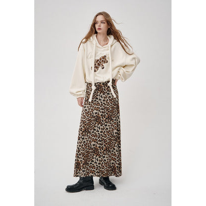 ELFSACK 2025 Winter New Arrivals Y2K Animal Print A-Line Long Maxi Skirt For Woman