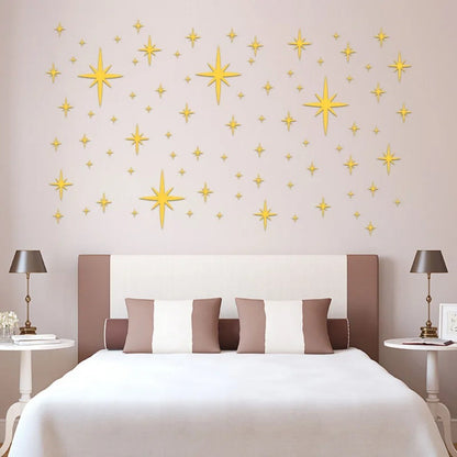 3D Star Mirror Wall Sticker Large Medium and Small Combination Acrylic Mirror Wall Sticker Home Living Room Wall Decorations