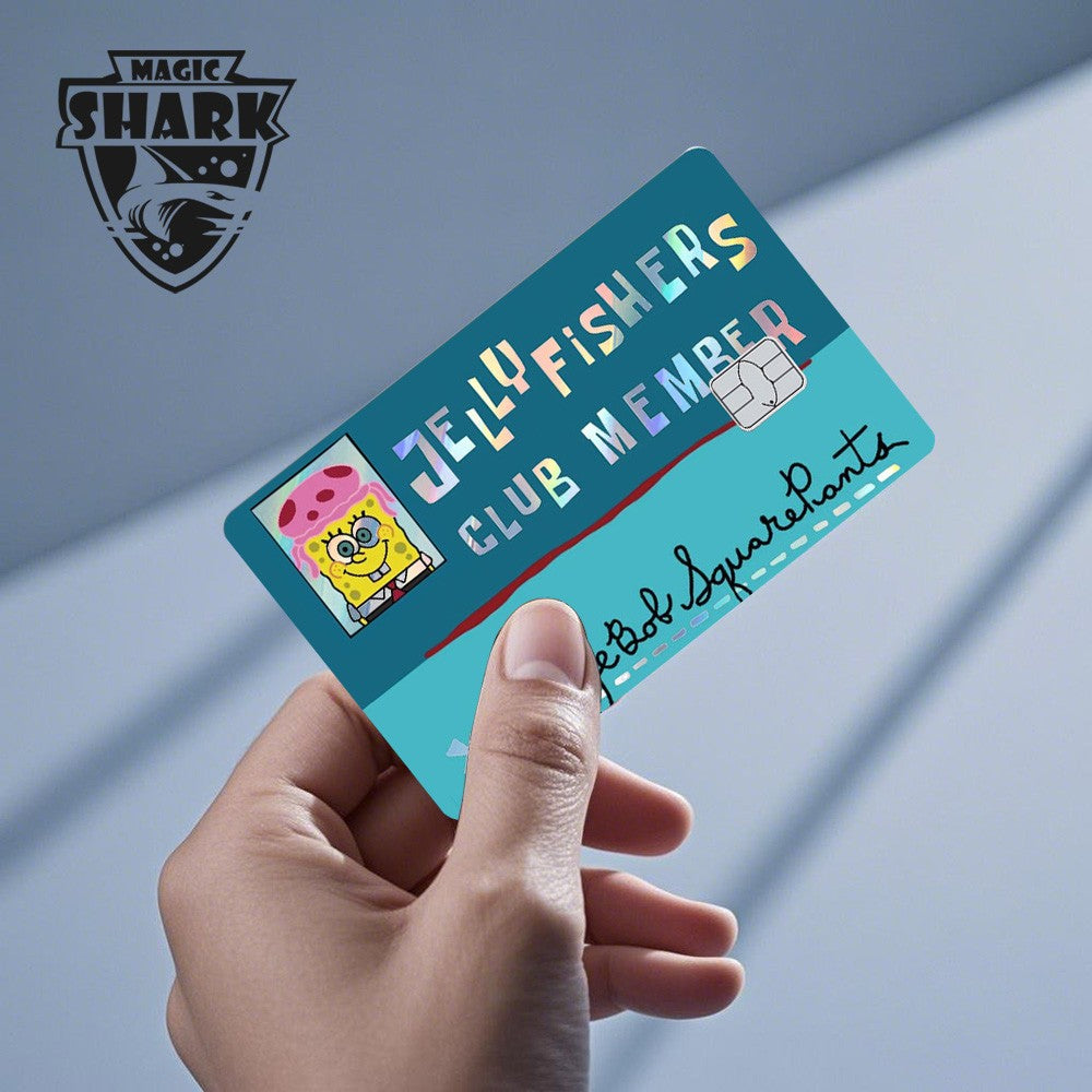 Magic Shark 2026 Chegada Nova Engraçado Fofo Desenho Animado Adesivo Holográfico Película a Laser Pele Brilhante para Cartão de Débito Crédito Banco