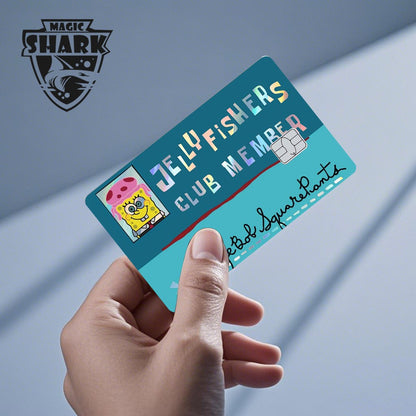 Magic Shark 2026 Chegada Nova Engraçado Fofo Desenho Animado Adesivo Holográfico Película a Laser Pele Brilhante para Cartão de Débito Crédito Banco