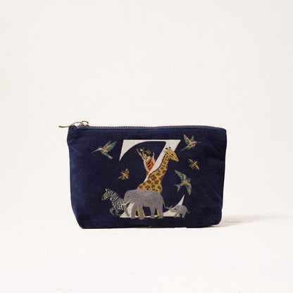 Cute Animal Letter Print Velvet Clutch Makeup Bag - Fashionable And Stylish Cosmetic Pouch for Women