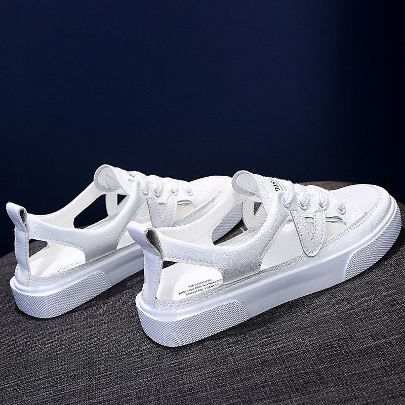 2024 Women's Summer New Fashion Round Head Matching Color Tie Women's Sandals Casual Flat Everything Sports Women Sandals