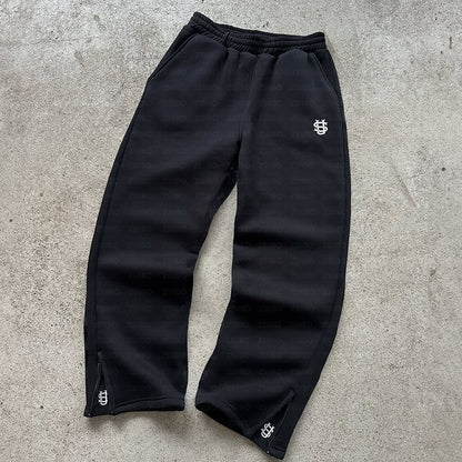 Men Sweatpants Y2k Vintage Loose Straight Pant Straight Pants Leg Zipper Embroidery Hip Hop Harajuku Casual Street Dance Trouser