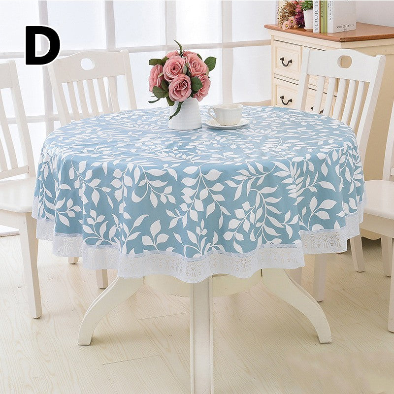 137/152/180/200/220cm 7Colors Oil-proof Flower Grid Round Table Cloth Waterproof Party Festival Surface Cover Picnic Blanket