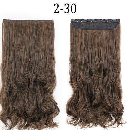 Apliques de Cabelo Sintético Liso Comprido de 5 Clipes 22'' Fibra de Alta Resistência ao Calor Preto Castanho Loiro