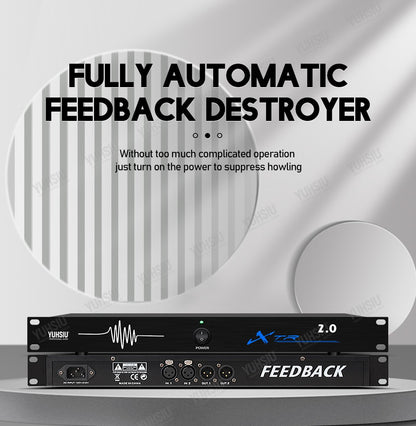 Cancelador de Feedback Profissional 2 Entradas 2 Saídas Performance de Palco Conferência Anti-Microfonia Automático KTV Deslocador de Frequência