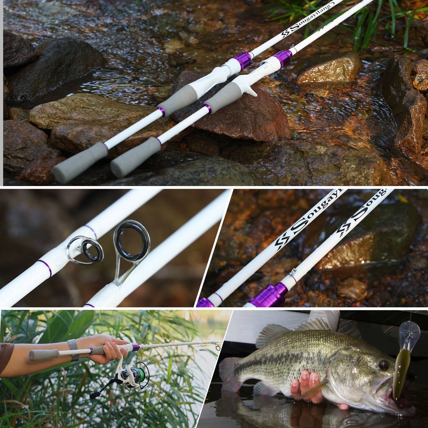 Vara de Pesca Sougayilang Casting/Spinning 2 Seções 1.8m Ultralight Carbono Cabo EVA para Várias Águas