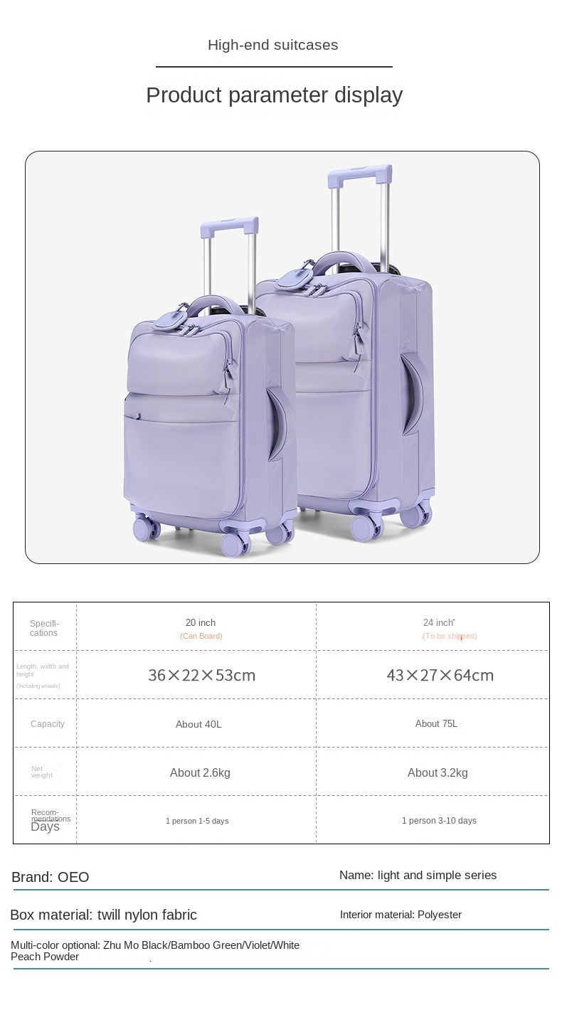 Mala de Viagem Ultra-leve de 20/24/28 polegadas, Grande Capacidade, Pano Oxford, À Prova D'água, Com Rodas, Caixa de Embarque, Senha, Bolsa de Viagem