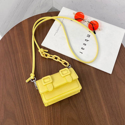 Mini Small Messenger Bags For Women Girl Chain Purse PU Leather Handbag Ladies Girl Crossbody Bags Designer 2022 Summer Yellow