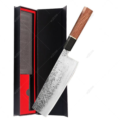 WXCOO Forged Hammer Pattern Japanese Santoku Knife Meat Cleaver Professional Chef Knife Kitchen Vegetable Fruit Slicing Knife