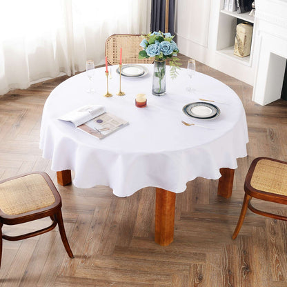 Round Tablecloths White Wedding Table Cloth Satin Solid Color Table Covers Hotel Wedding Birthday Dining Table Decoration