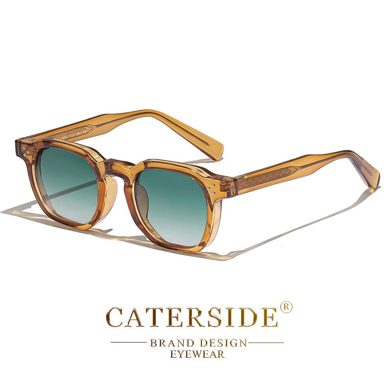 Óculos de Sol Retrô Punk CATERSIDE Masculino Armação Pequena Quadrada Design Personalizado Óculos de Sol Feminino Viagem Festa Negócios Festival Presente