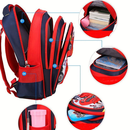 Mochila Infantil de Carro 3D Personalizada para Meninos, Mochila Escolar Divertida de Desenho Animado, Mochila de Livros Infantil, Mochila Estilosa para Meninos, Durável e Impermeável
