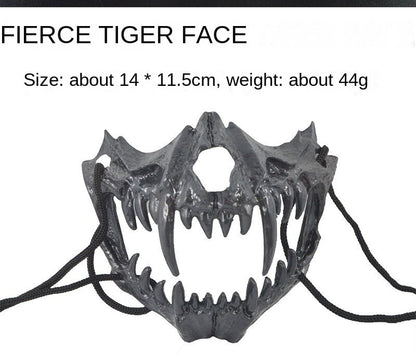 Halloween Mask Half-face Mask Cos Dragon God Fierce Tiger Night Fork Tengu Man Wolf Mask Performance Skull Masks