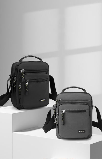 Men Multi-layer Shoulder Bag Fashionable Casual Lightweight Nylon Crossbody Bag for Daily Outing Commuting Small Handbag