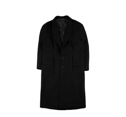 Mauroicardi Autumn Winter Extra Long Warm Black Loose Casual Wool Blends Coat Men Luxury Floor Length Overcoat Korean Fashion