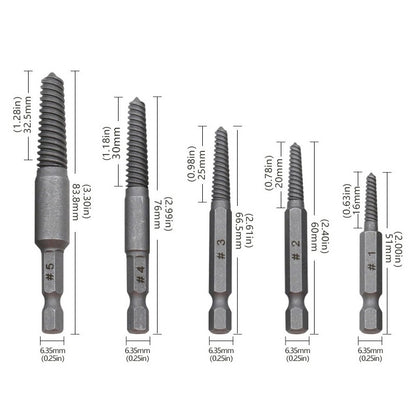 Conjunto de Extratores de Parafuso com Haste Hexagonal de 10 peças, Extrator de Parafuso Quebrado, Chave de Fenda para Remover Parafusos Quebrados, Conjunto de Ferramentas para Furadeira Elétrica
