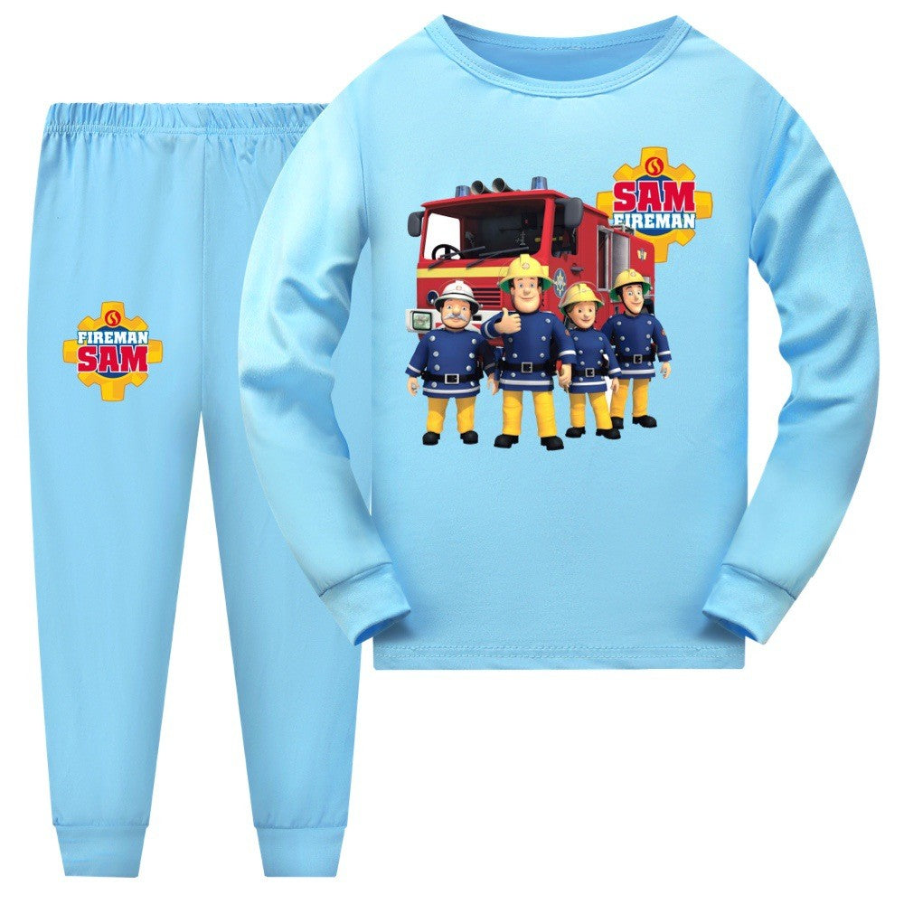 Anime Fireman Sam Clothes Kids Fire Fighting Pajama Sets Baby Girls Homewear Toddler Boys Nightwear Children Long Sleeve Pijamas
