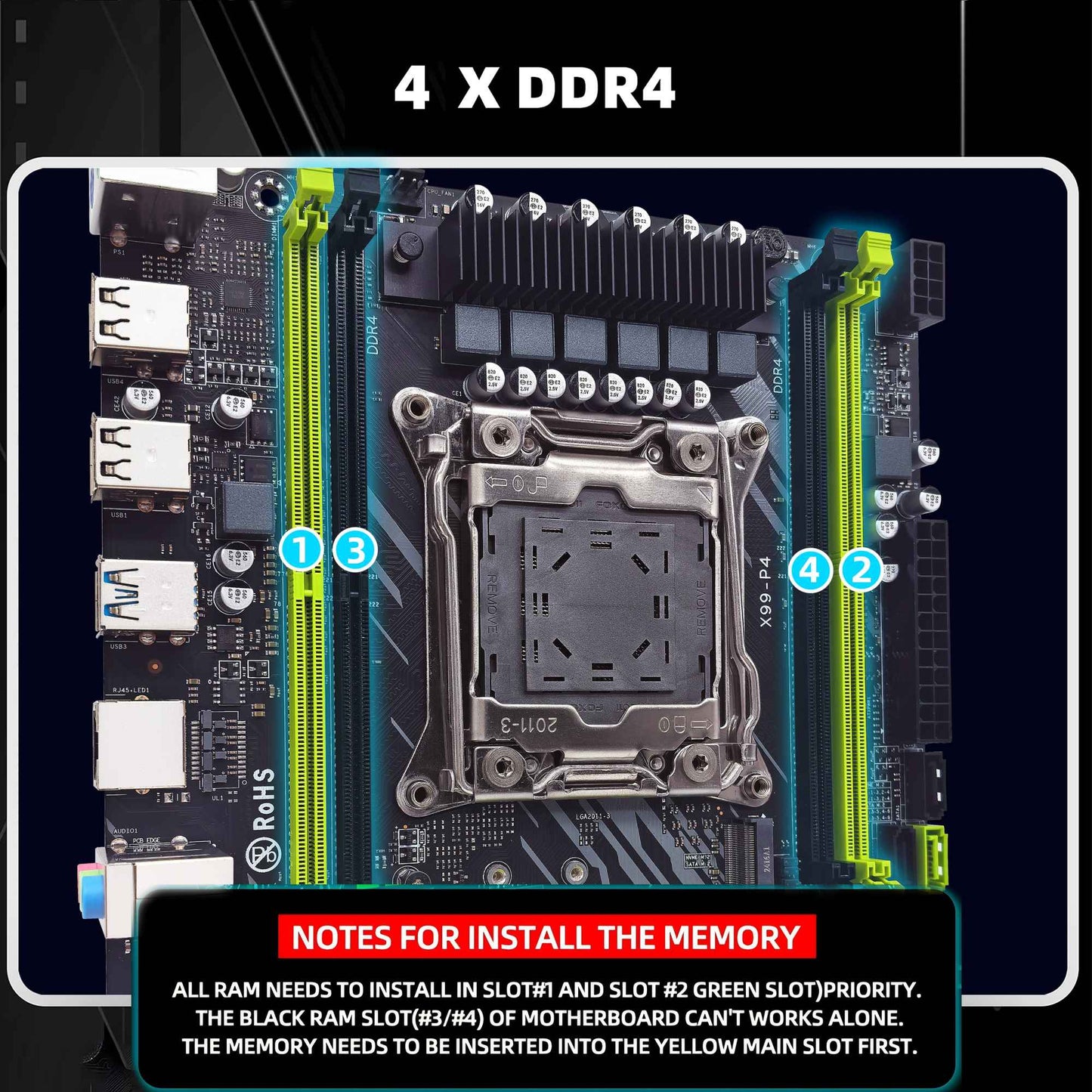 Kit Placa Mãe ZSUS X99 P4 com Processador Intel LGA2011-3 Xeon E5 2680 V4 Memória RAM DDR4 16GB (1*16GB) 2133MHZ NVME M.2 SATA