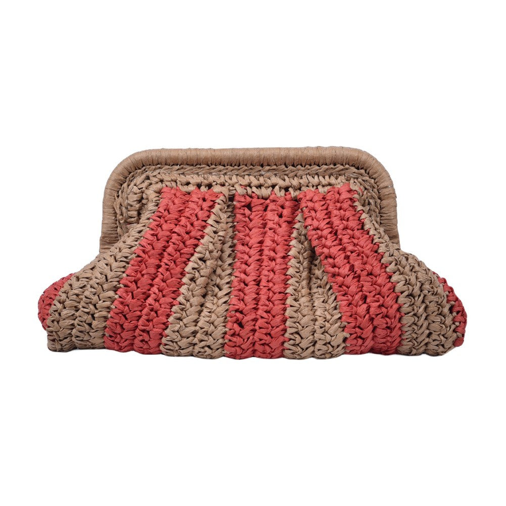 Straw Clutch Handbag Straw Evening Bag Handmade Clutch Purse Striped Woven Handbag Designer Weaving Pouch for Evening Party