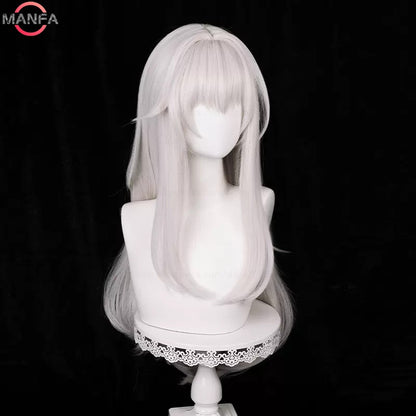 Peruca Cosplay HSR Clara 75cm Cabelo Liso Longo Prata Rosa Perucas Sintéticas Resistentes ao Calor Perucas de Festa de Halloween