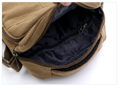Canvas Shoulder Bag Men's New Korean Style Canvas Messenger Bag Outdoor Leisure Travel Portable Shoulder Bag Purse Handbag