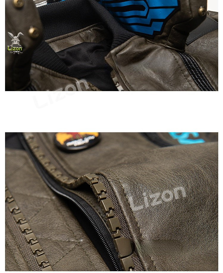 Punk 2077 Leather Jacket LED Collar V Cosplay Costumes for Man Women