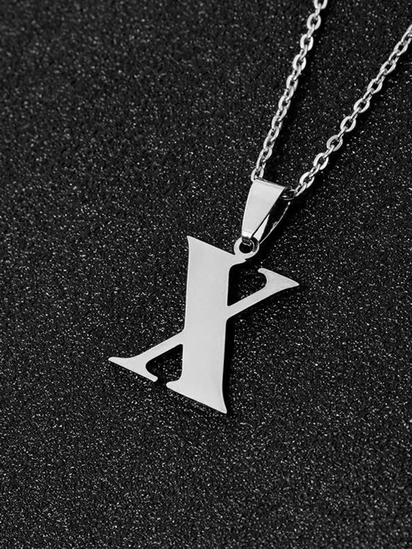DGIDDK Aço Inoxidável Moda Simples A-Z Colar de Letra Pequena Pingente Inicial Corrente Fina Alfabeto Joia de Presente para Homens e Mulheres
