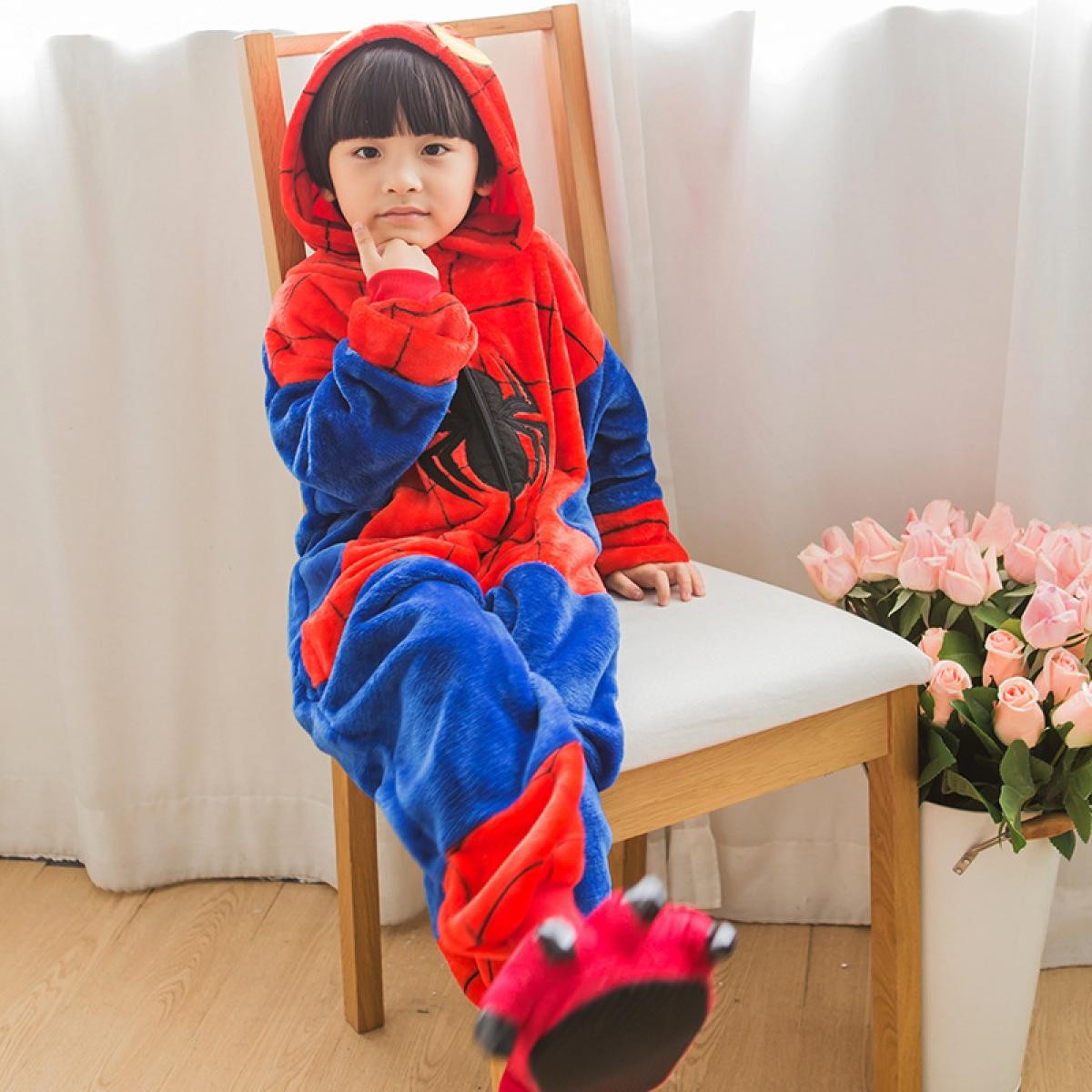 Pijama Macacão de Aranha para Adultos de Pelúcia Inverno Fleece Traje de Super-Herói Legal Presente de Aniversário e Natal