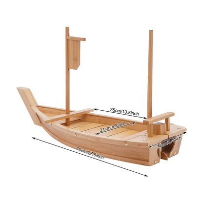 Bandeja Para Servir Sushi em Formato de Barco Compatível com Gelo Seco Design Destacável Rebites de Metal Cantos Arredondados Ideal Para Festas