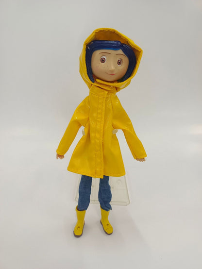 Neca Anime Coraline Doll Articulated Anime Figure Raincoat Sweater In Striped Shirt Toy La Girl Decoration Model Bithday Gifts