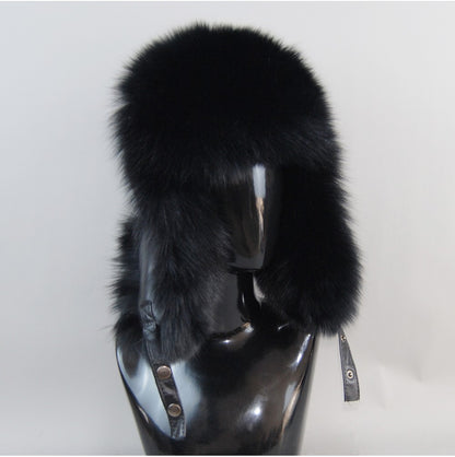 2025 Hot Sale Men Outdoor Windproof Winter Natural Real Fox Fur Bombers Hats Quality Cap Man Luxury Real Sheepskin Leather Hat