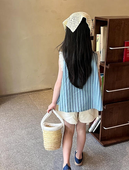 Korean Children's Clothes 2025 Top Elementary Student Girl Clothing Setup Girls From 8 12 Years Old Summer Sets Set Child Set