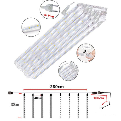 30/50CM LED Meteor Shower Rain Lights Waterproof Falling Raindrop Fairy String Light for Christmas Holiday Party Patio Decor