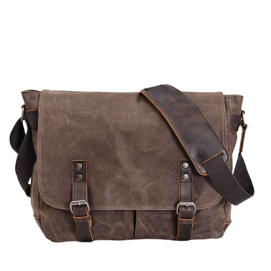 New Fashion Thick Wax Canvas Men Shoulder bag Messenger bag Men Crossbody Bag Vintage male Leisure Sling bag Casual Boy