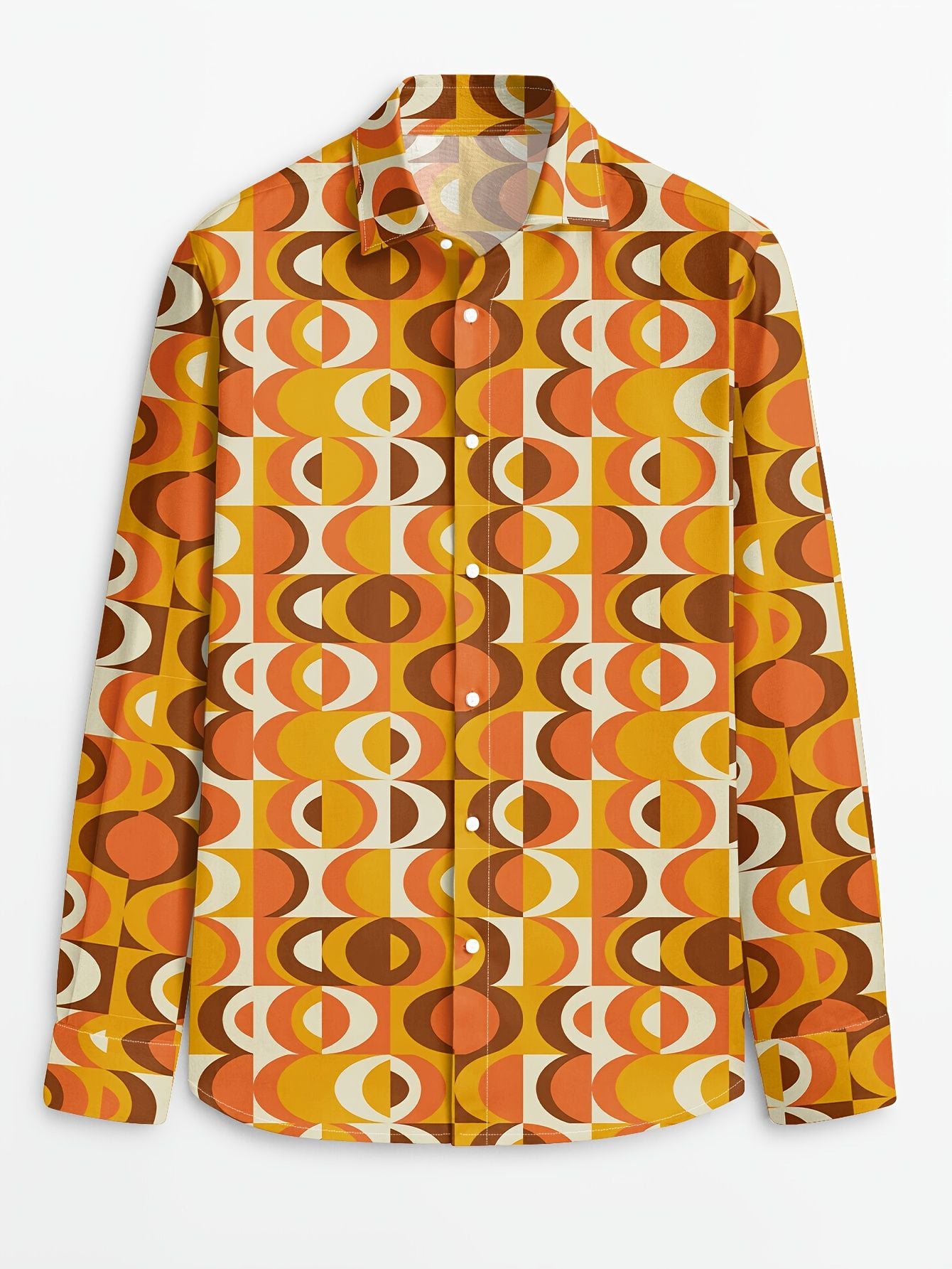 70s Theme Parties Men's 70s Disco Party Shirt - Retro Vintage Formal & Casual Button-Up Blouse with gradient, Machine Washable