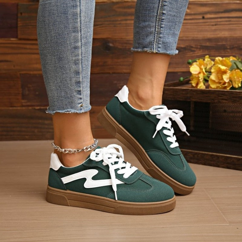 Women Tennis Sneakers Flats Ladies Fashion Mixed Colors Lace-up Vulcanized Shoes Spring Autumn Woman Outdoor Trainers Footwear