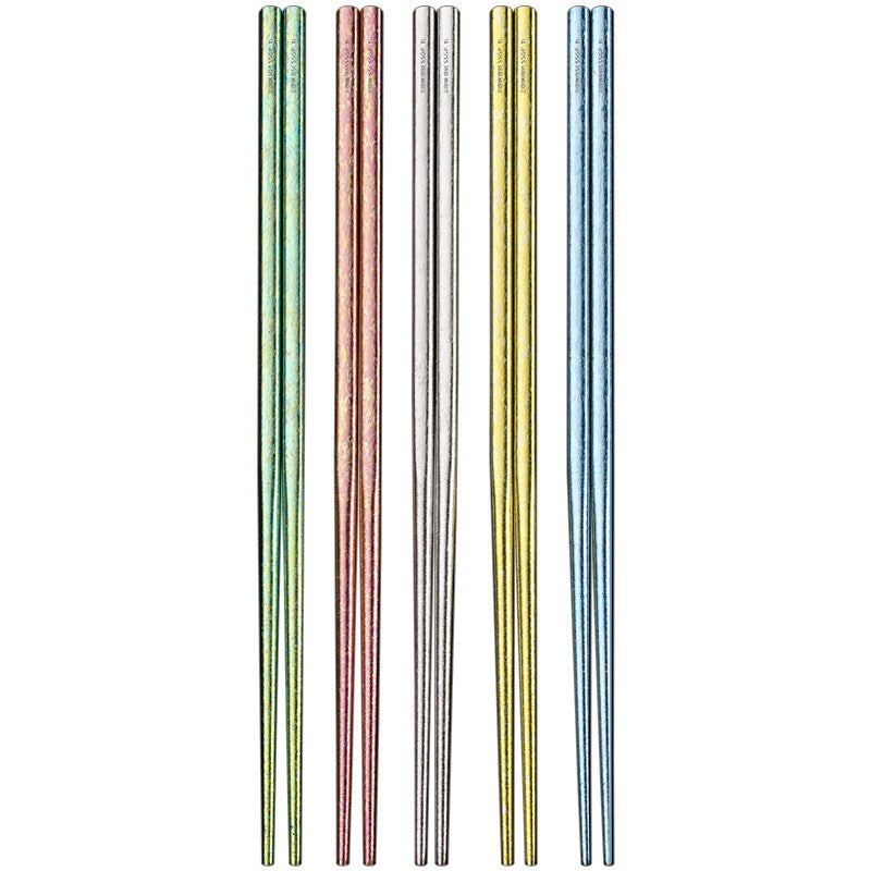 LFGB Certificate 10 Pcs Pure Titanium Chopsticks Corss Infection Avoid 5 Color Heat Insulation Luxury Chinese Family Tableware