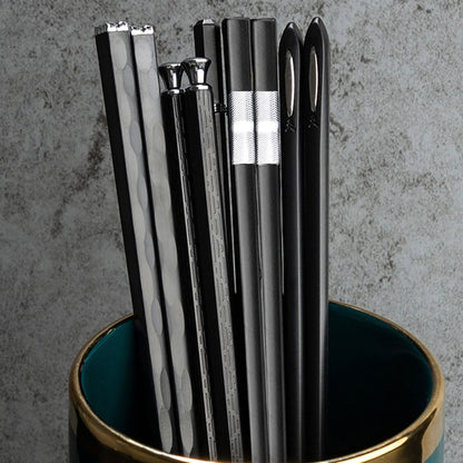5 Pares de Hashis Japoneses Chineses Sushi Antiderrapantes Reutilizáveis de Metal Conjunto de Hashis Coreanos Conjunto de Talheres de Liga Saudável