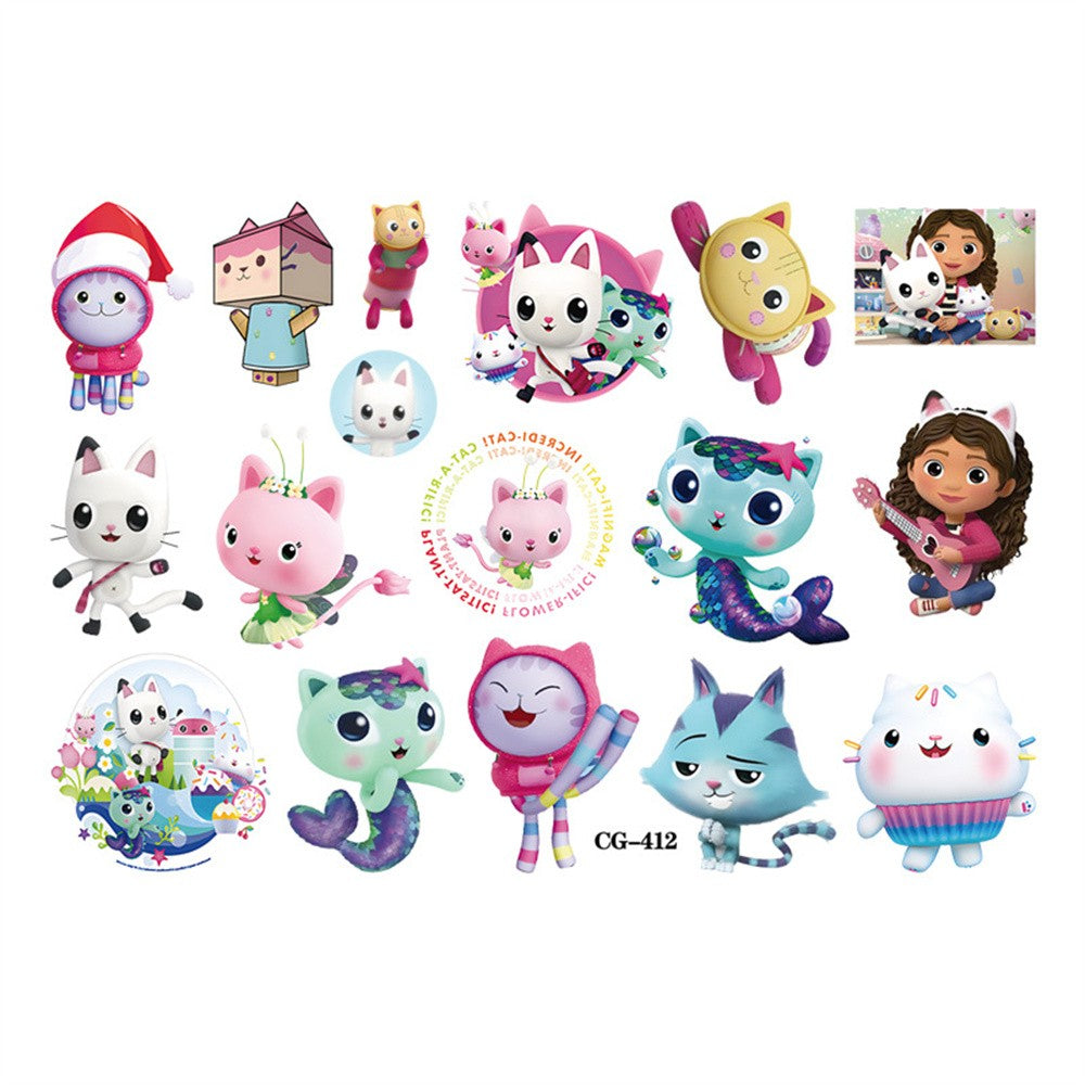 Gabby Dollhouse Child Tattoo Sticker Anime Cartoons Tattoo Stickers Temporary Tattoos Waterproof The Tattoo Art Tatoo Cosplay