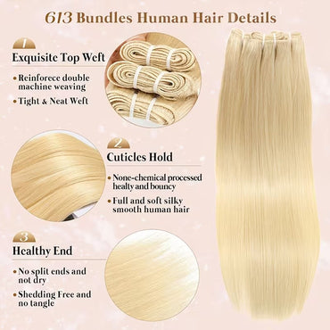 Long Straight Hair Extension 8 PCS Clip In Hair Extensions Brazilian For Women Colored 613 Blonde Clips In Hair Extensions P4/27