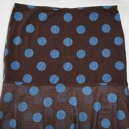 BIIKPIIK Casual Women Polka Dot Skirts Lettuce Trim Beige Elegant Midi Skirts St