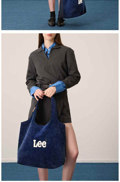 LEE Large Size Canvas Corduroy Women Travel Tote Bag Classic Simple Style Lady Daily Handbag Big Shopping Bags Back To School