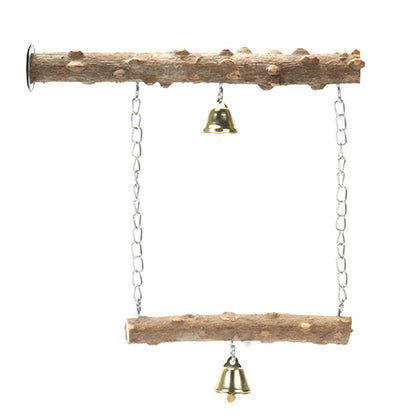 Poleiro de Madeira de Pimenta Camada Dupla para Papagaio Brinquedo para Pássaros, Poleiro Moedor de Garras e Bico para Periquito, Acessórios para Gaiola de Pássaros