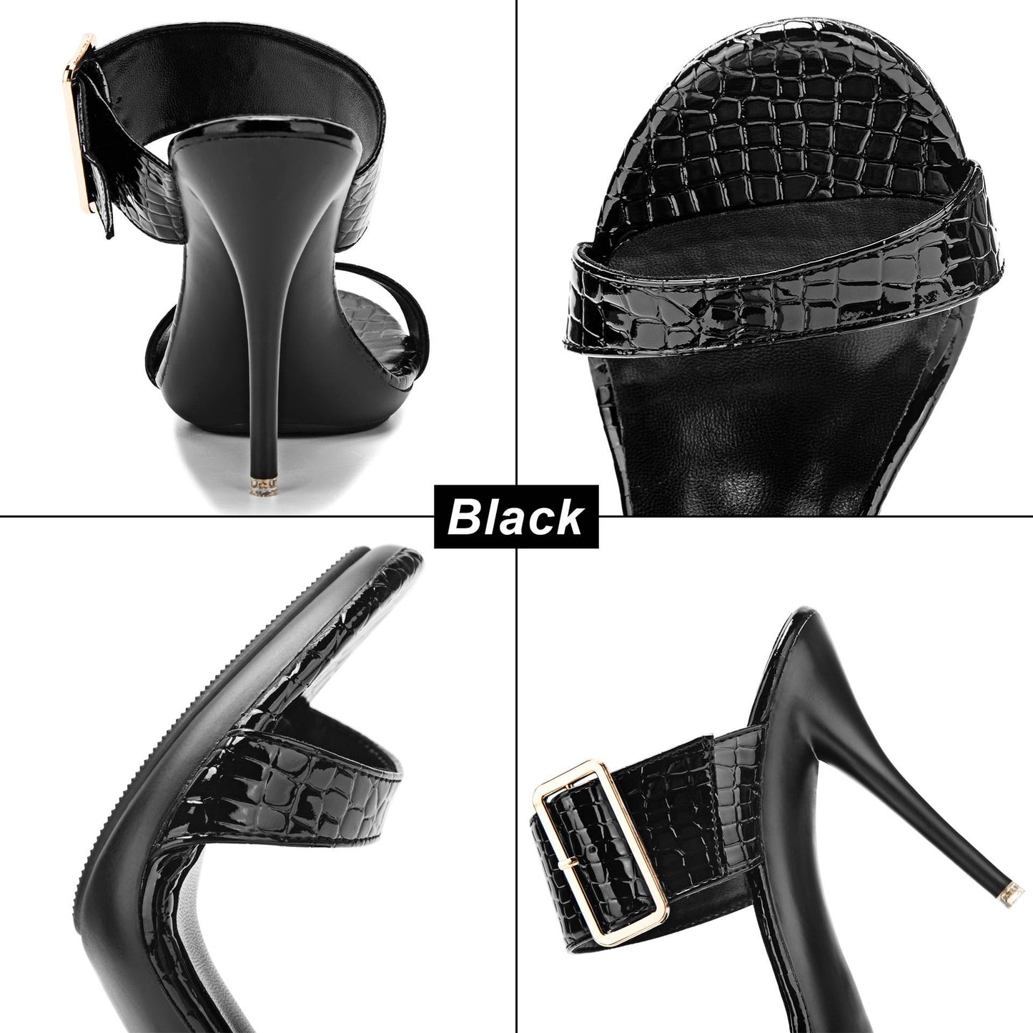 New Summer Buckle Strap Outside Women Slipper  Open Toe High Heeled 10CM Women's Sandals Thin Heels Neutral Slippers Party Pumps