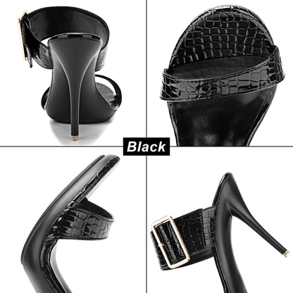 New Summer Buckle Strap Outside Women Slipper  Open Toe High Heeled 10CM Women's Sandals Thin Heels Neutral Slippers Party Pumps