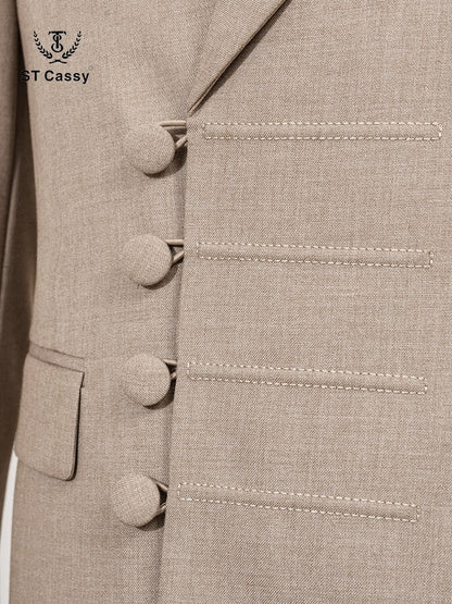 ST Cassy Elegant man suit for wedding Slim Fit Double Breasted Multiple buttons Casual Business man 2 piece outfit set